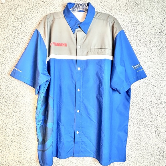 Yamaha Marine University Button Shirt Size XL Gray/Blue NWOT